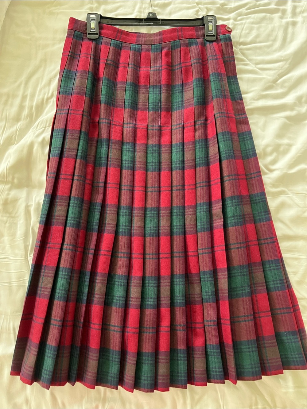 Aljean Canada Red & Green Pleated Tartan Skirt Size 10